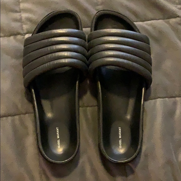 isabel marant hellea quilted leather slides